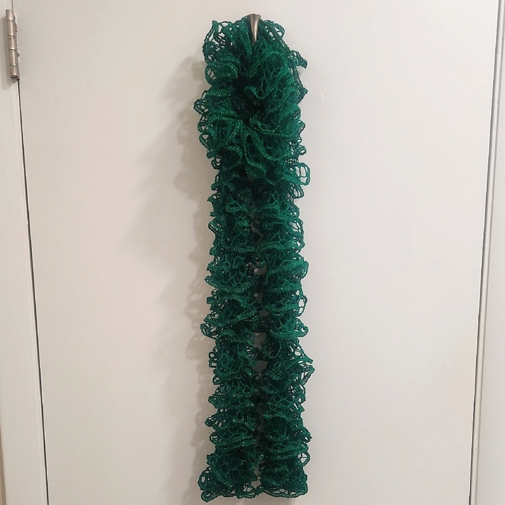 Handmade Green Ruffled Scarf